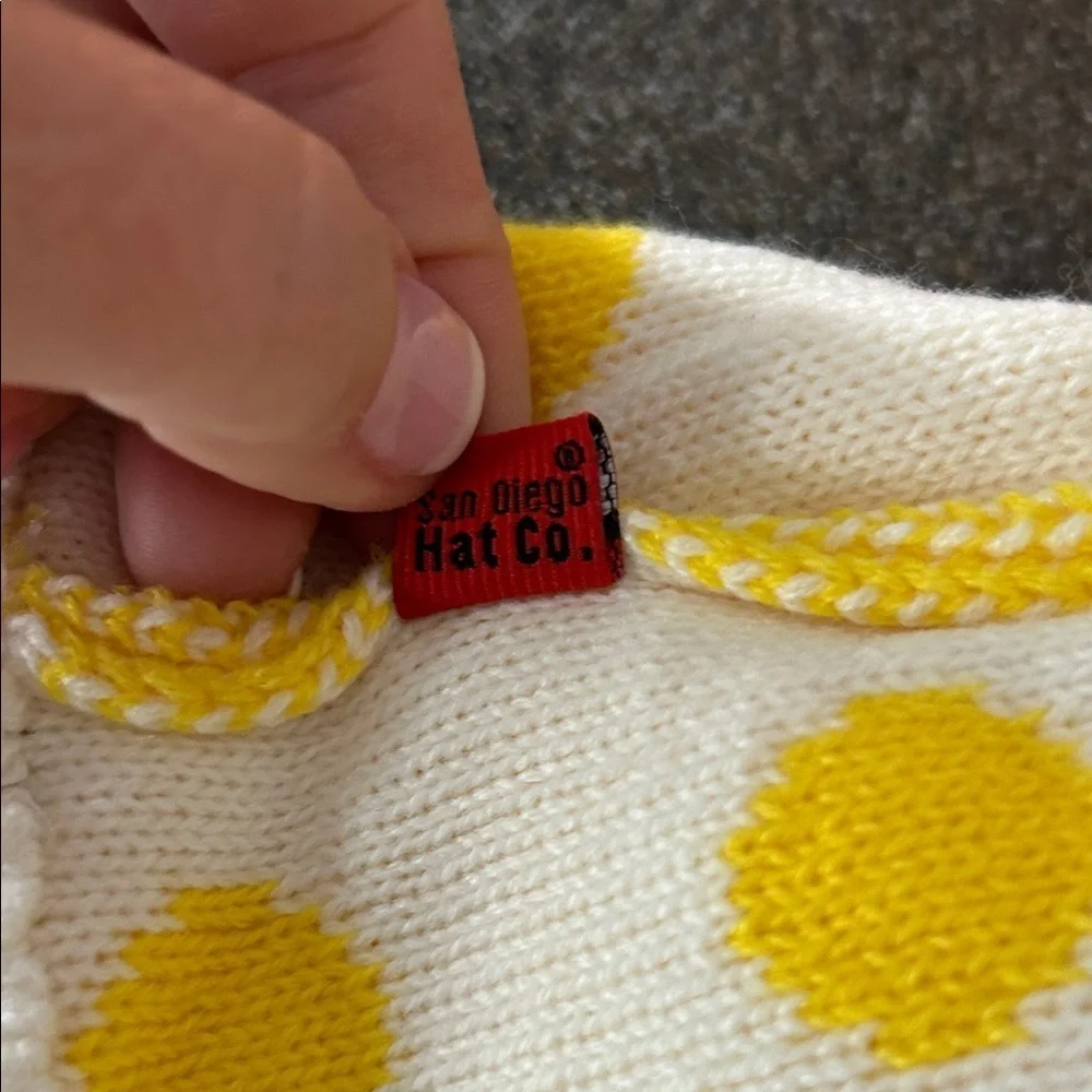 San Diego Hat Company Yellow and White Polka Dot Kids Hat